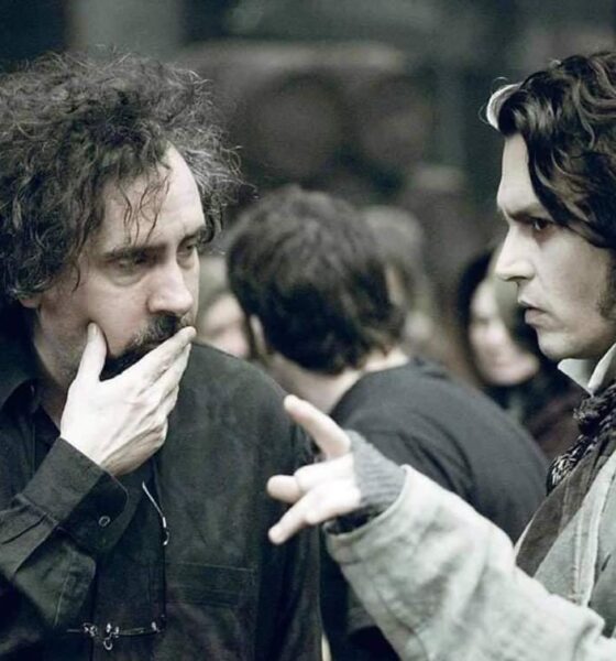 Tim Burton e Johnny Depp (©Set di Sweeney Todd - Il diabolico barbiere di Fleet Street, Profilo Facebook Il cinema è la domanda, il cinema è la risposta)